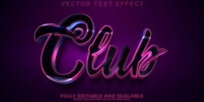 Free Vector | Music party text effect editable dance and dj text style