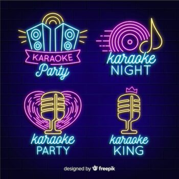 Free Vector | Neon light collection with karaoke concept