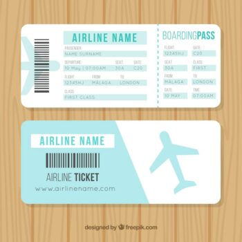 Free Vector | Nice boarding pass with blue airplane