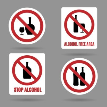 Free Vector | No alcohol and alcohol free area signs.