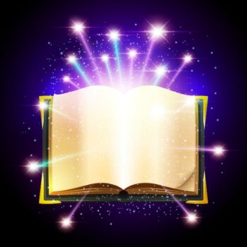 Free Vector | Open book with blank sheets and shining magic sparks