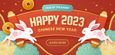 Free Vector | Paper style banner template for chinese new year celebration