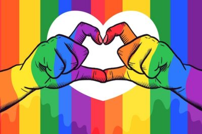 Free Vector | Pride day concept with hands making heart