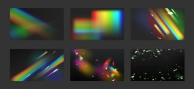 Free Vector | Rainbow crystal light beams prism backgrounds