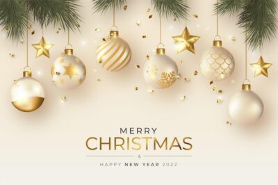 Free Vector | Realistic christmas background with elegant christmas balls and ornaments
