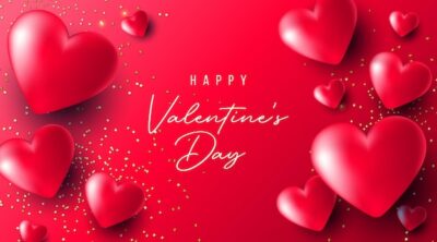 Free Vector | Realistic happy valetines day with 3d hearts