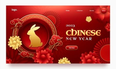 Free Vector | Realistic landing page template for chinese new year celebration
