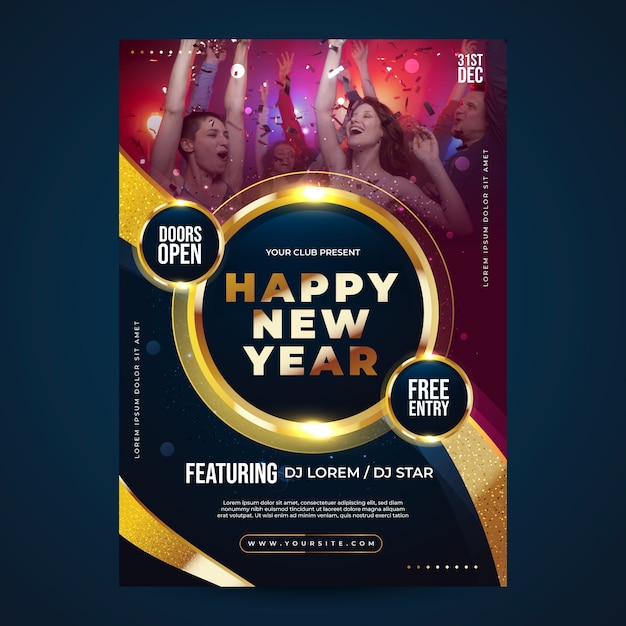 Free Vector | Realistic new year vertical poster template