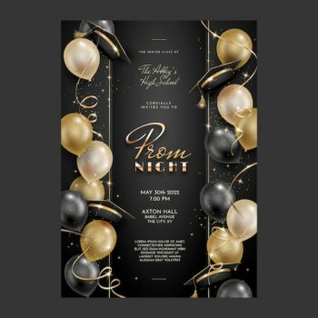 Free Vector | Realistic prom invitation template