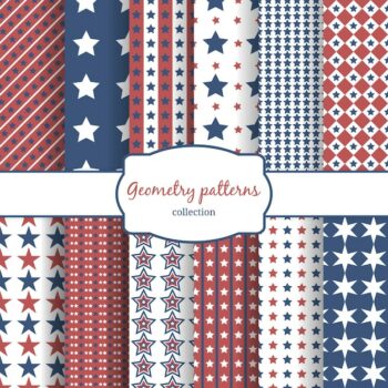 Free Vector | Set of stars and stripes pattern seamless patterns. row, line and diagonal and geometry.