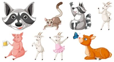 Free Vector | Set of various animals cartoon characters