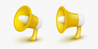Free Vector | Set of yellow 3d megaphone angle and side view
