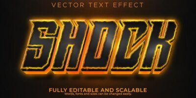 Free Vector | Shock fire text effect, editable electric and energy text style