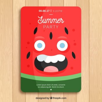 Free Vector | Template of summer party leaflet with cheerful watermelon character