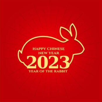 Free Vector | Traditional 2023 year of rabbit red background vector illustration