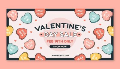 Free Vector | Valentines day celebration horizontal sale banner template