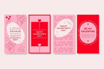 Free Vector | Valentine's day social media story pack