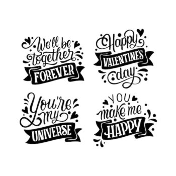 Free Vector | Valentines' day stickers lettering template