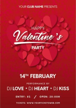 Free Vector | Valentine's party poster with hearts ready to print
