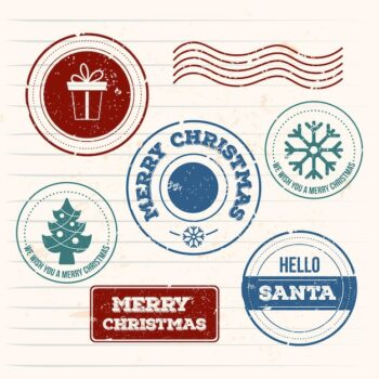 Free Vector | Vintage christmas stamp collection