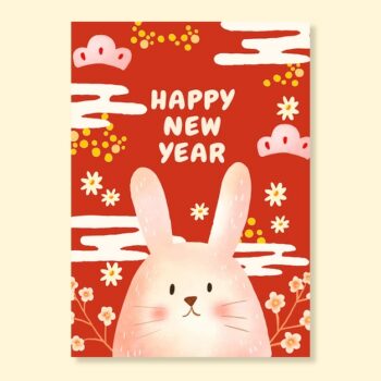 Free Vector | Watercolor chinese new year greeting card template