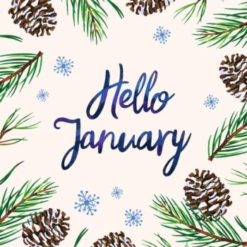 Free Vector | Watercolor hello january lettering