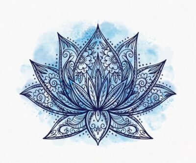 Free Vector | Watercolor mandala lotus flower drawing