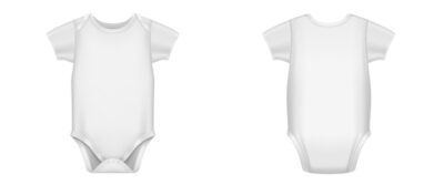 Free Vector | White baby bodysuit with short sleeves in front and back view