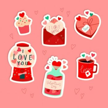 Free Vector | Flat valentine's day stickers collection