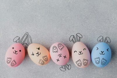 Free Photo | Easter eggs with painted funny faces