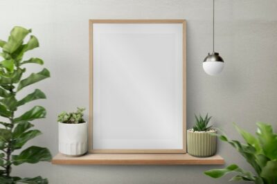 Free Photo | Modern picture frame on a shelf