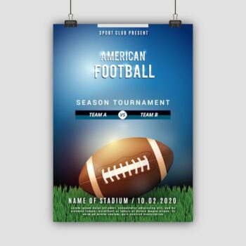 Free Vector | American football poster with ball on the field