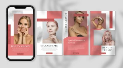 Free Vector | Beauty saloon social media stories collection