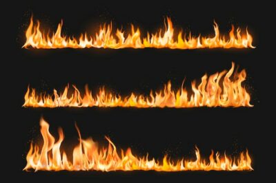 Free Vector | Burning flame border sticker, realistic fire image vector collection