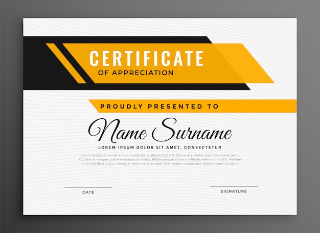 Free Vector | Certificate award diploma template in yellow color