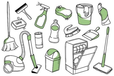 Free Vector | Cleaning supplies doodle icons