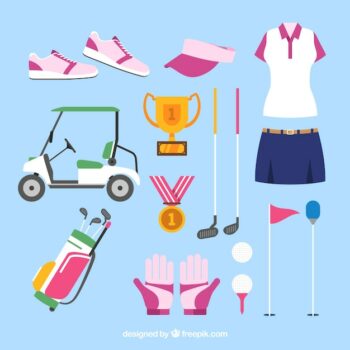 Free Vector | Collection of female golf elements