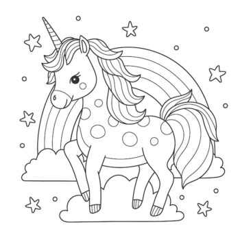 Free Vector | Cute coloring book with unicorn