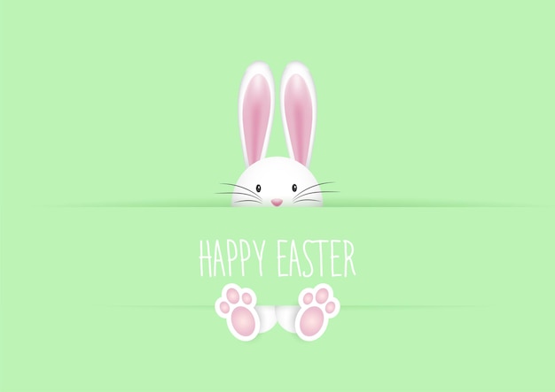 Free Vector | Cute easter greeting card with bunny rabbit