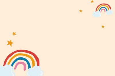 Free Vector | Cute rainbow frame vector in beige background cute hand drawn style