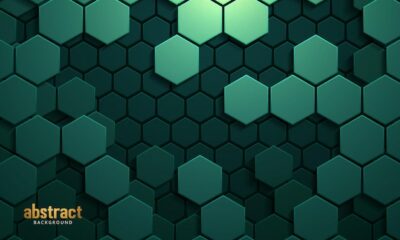 Free Vector | Dark green horizontal hexagonal technology abstract vector background