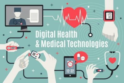 Free Vector | Digital healthcare technology flat infographic