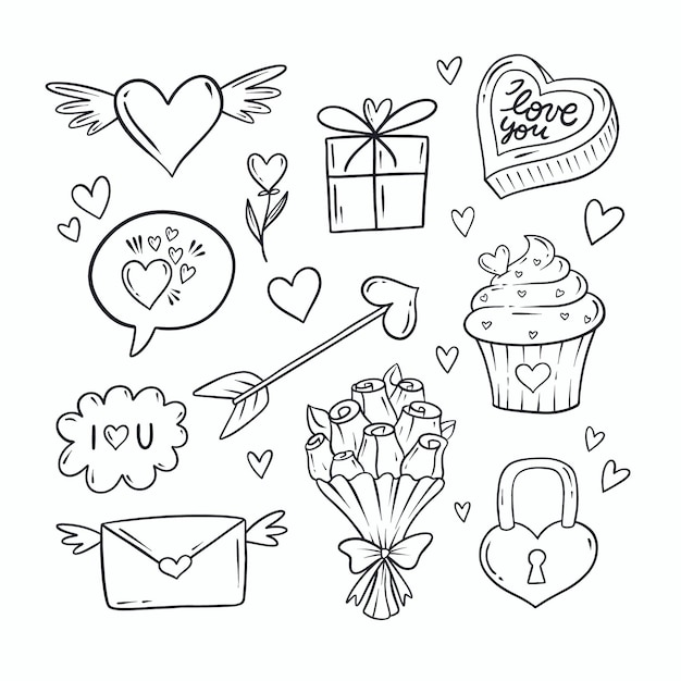 Free Vector | Doodle valentines day element collection