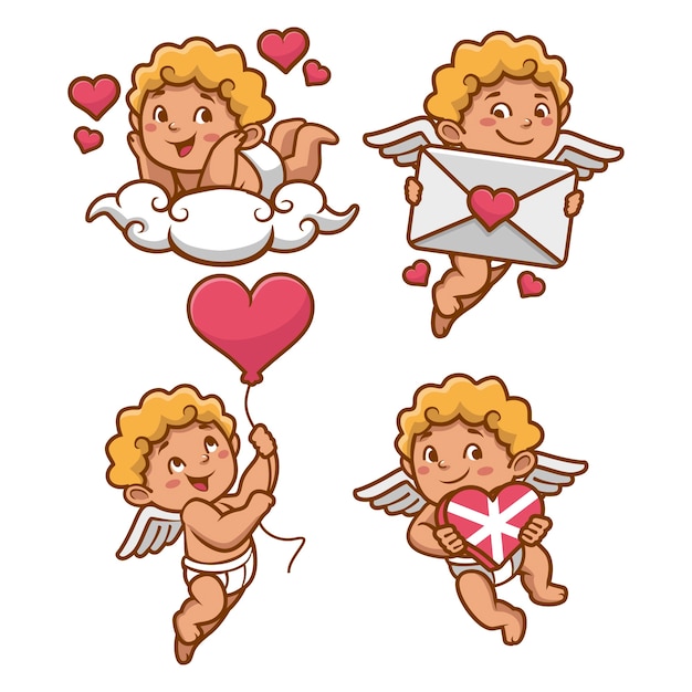 Free Vector | Flat design cupid character collection