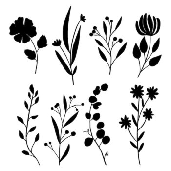 Free Vector | Flat design flower silhouettes illustration