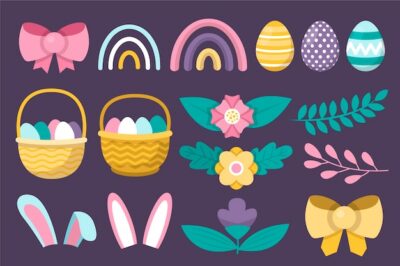 Free Vector | Flat easter cliparts collection
