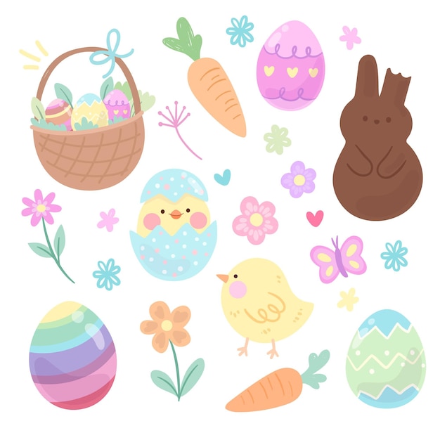 Free Vector | Flat easter element collection