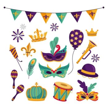 Free Vector | Flat mardi gras festival elements collection