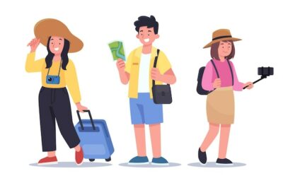 Free Vector | Flat tourists ready for holiday