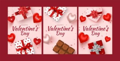 Free Vector | Flat valentines day celebration greeting cards collection